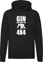 Gin will make you 4x4 | drank | alcohol | sterke drank | Unisex | Trui | Sweater | Hoodie | Capuchon | Zwart
