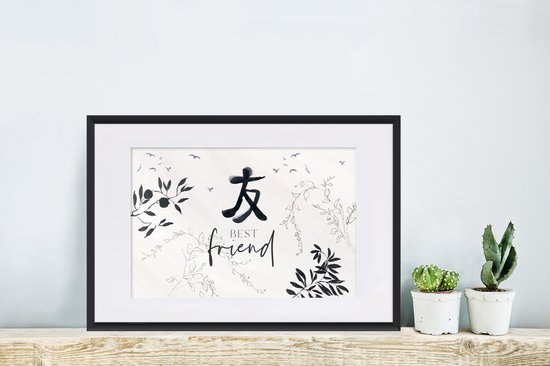 Cadre photo avec affiche - Best ami - Amitié - Proverbes - Citations - Amis - 60x40 cm - Cadre pour affiche