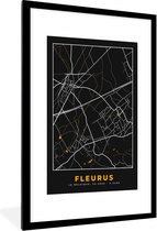 Fotolijst incl. Poster - Fleurus - Stadskaart - Gold - Plattegrond - Kaart - 80x120 cm - Posterlijst