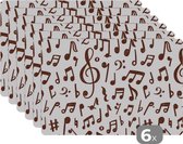 Set de Table - Notes de Musique - Motifs - Musique - 45x30 cm - 6 pièces - Résistant à la Chaleur - Antidérapant - Coussinet - Amovible