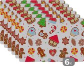 Set de table - Motifs - Nourriture - Noël - 45x30 cm - 6 pièces - Résistant à la chaleur - Antidérapant - Coussinet - Amovible