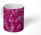 Mok - Koffiemok - Bloemen - Paars - Design - Mokken - 350 ML - Beker - Koffiemokken - Theemok