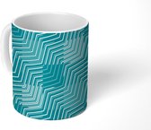 Mok - Koffiemok - Patronen - Waves - Blauw - Mokken - 350 ML - Beker - Koffiemokken - Theemok