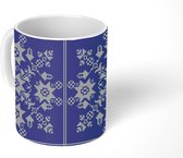 Mok - Koffiemok - Sneeuwvlok - Blauw - Winter - Patronen - Mokken - 350 ML - Beker - Koffiemokken - Theemok