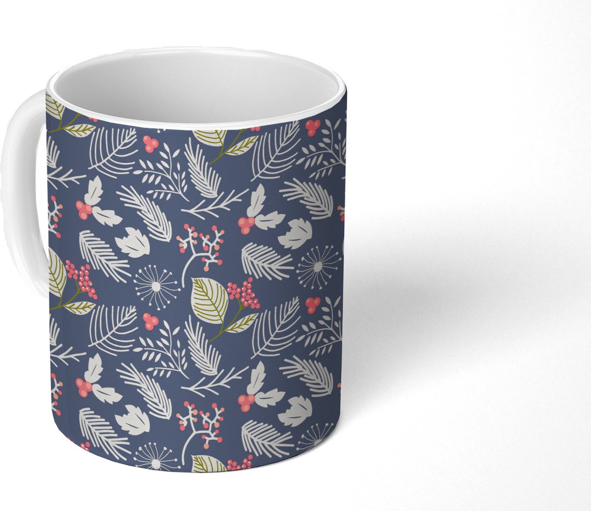 Mok - Koffiemok - Planten - Bes - Winter - Patroon - Mokken - 350 ML - Beker - Koffiemokken - Theemok