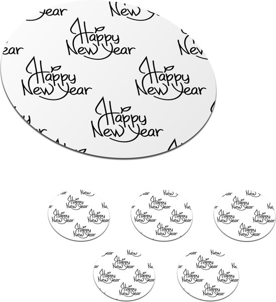 Onderzetters voor glazen Rond Happy New Year Oud en Nieuw