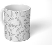 Mok - Koffiemok - Zwaluw - Bladeren - Patroon - Mokken - 350 ML - Beker - Koffiemokken - Theemok
