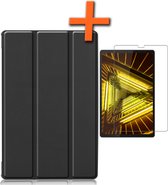 Hoes Geschikt voor Lenovo Tab M10 FHD Plus 2nd Gen Hoes Tri-fold Tablet Hoesje Case Met Screenprotector - Hoesje Geschikt voor Lenovo Tab M10 FHD Plus (2e Gen) Hoesje Hardcover Bookcase - Zwart.