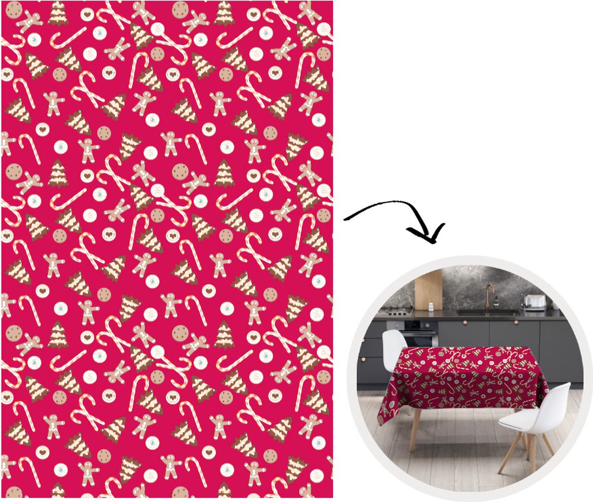 GAMUSI Tafelkleed voor Kerstmis, jacquard, goudkleurig garen, voor