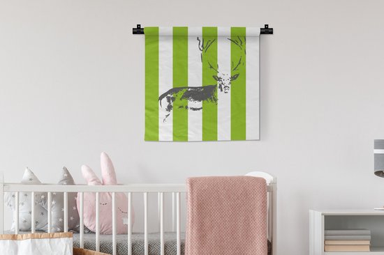 Tapisserie - Tapisserie - Motif - Cerf - Rayures - 60x60 cm - Tapisserie