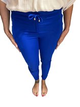 Travel broek met ritsjes kobalt blauw maat S