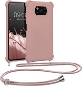 kwmobile telefoonhoesjegeschikt voor Xiaomi Poco X3 NFC / Poco X3 Pro - Hoesje van siliconen met telefoonkoord - In parelmoer