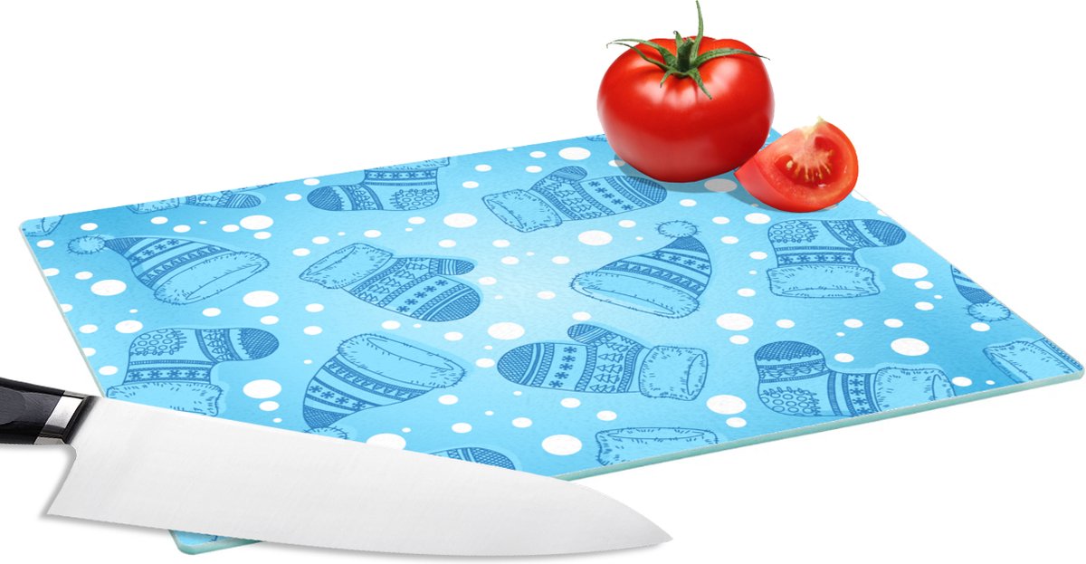 Glazen Snijplank - 28x20 - Handschoenen - Muts - Winter - Patronen - Snijplanken Glas
