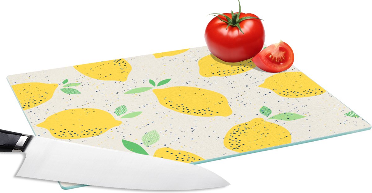 Glazen Snijplank - 28x20 - Citroen - Fruit - Vintage - Design - Snijplanken Glas
