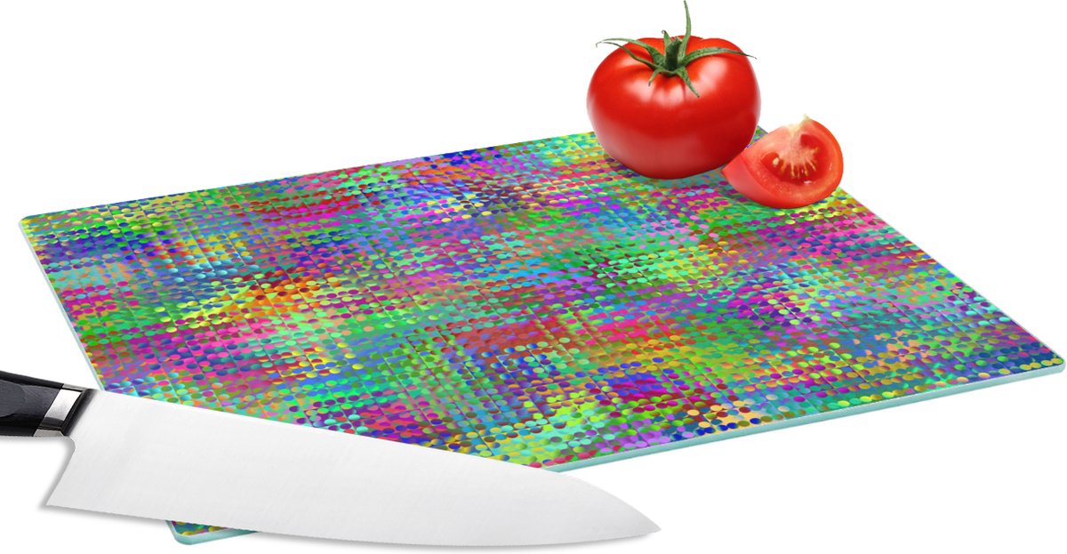 Glazen Snijplank - 28x20 - Psychedelic - Patronen - Regenboog - Snijplanken Glas