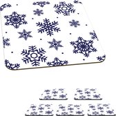 Onderzetters voor glazen - Sneeuwvlok - Winter - Patroon - 10x10 cm - Glasonderzetters - 6 stuks