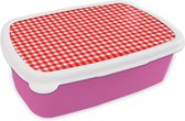 Broodtrommel Roze - Lunchbox - Brooddoos - Rood - Rustiek - Patronen - 18x12x6 cm - Kinderen - Meisje