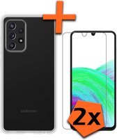 Samsung Galaxy A33 Hoesje Met 2x Screenprotector - Samsung Galaxy A33 Case Transparant Siliconen - Samsung Galaxy A33 Hoes Met 2x Screenprotector