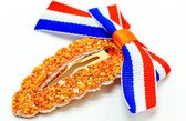 Haarstrik Koningsdag - Klik-Klak - 6CM - oranje - NLvlag - Bows and Flowers