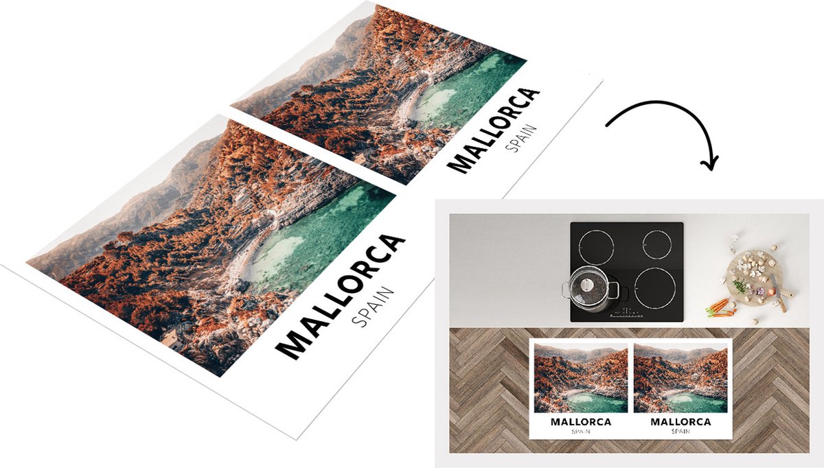 KitchenYeah Keukenloper - Loper keuken - Mallorca - Spanje - Berg - 120x60 cm - Keukenloper vinyl Multicolor