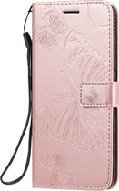 Mobigear Telefoonhoesje geschikt voor Samsung Galaxy A51 Hoesje | Mobigear Butterfly Bookcase Portemonnee | Pasjeshouder voor 2 Pasjes | Telefoonhoesje voor Pinpas / OV Kaart / Rijbewijs - Roségoud