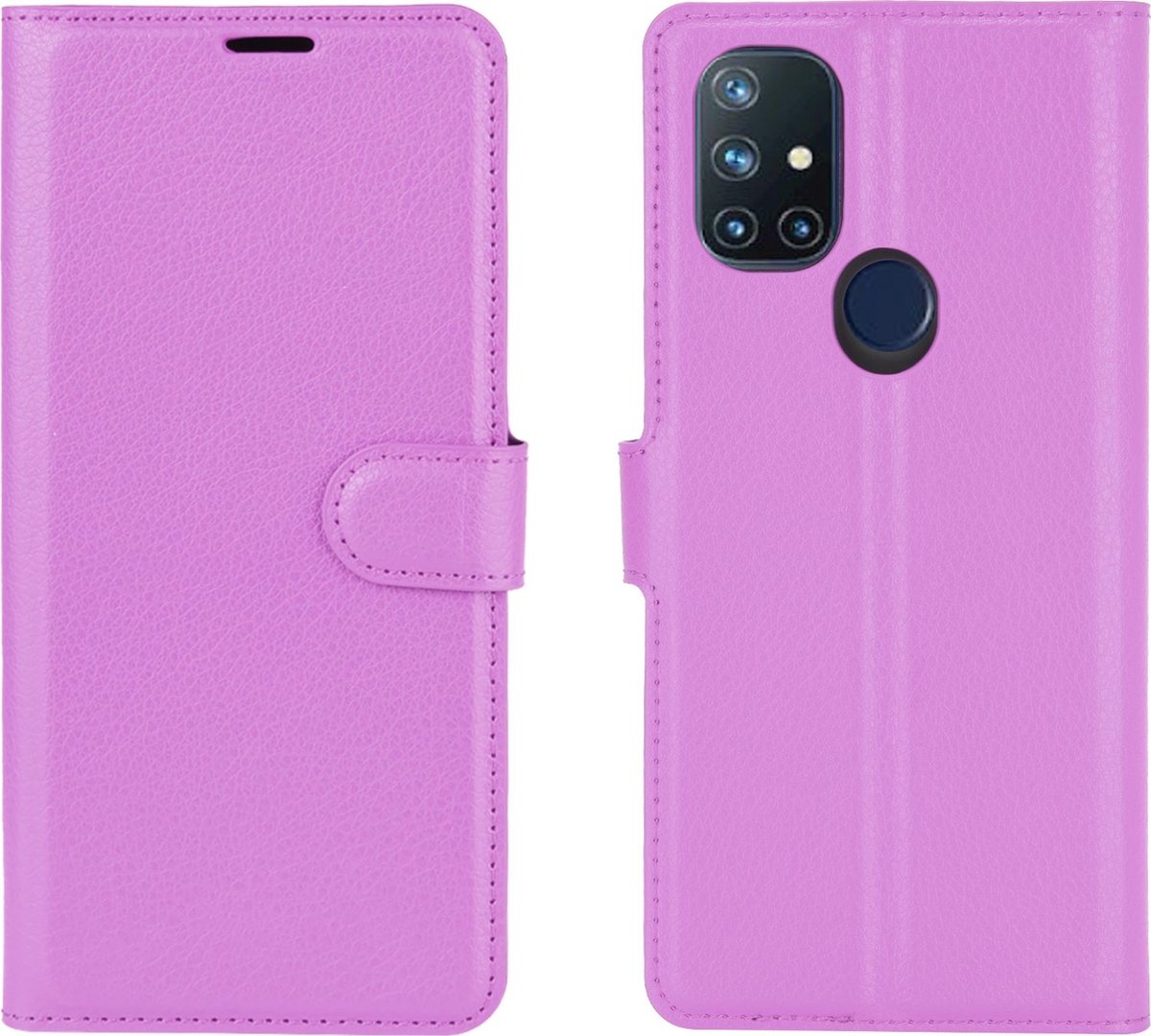 Mobigear Telefoonhoesje geschikt voor OnePlus Nord N10 5G Hoesje | Mobigear Classic Bookcase Portemonnee | Pasjeshouder voor 3 Pasjes | Telefoonhoesje voor Pinpas / OV Kaart / Rijbewijs - Paars