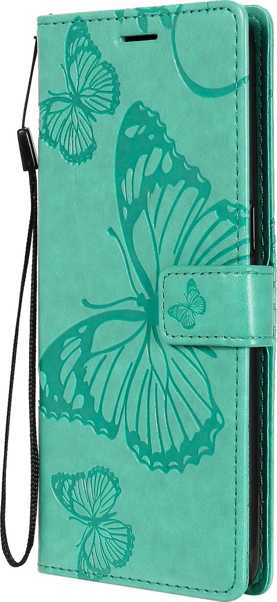 Mobigear Telefoonhoesje geschikt voor OPPO Reno 4 Hoesje | Mobigear Butterfly Bookcase Portemonnee | Pasjeshouder voor 2 Pasjes | Telefoonhoesje voor Pinpas / OV Kaart / Rijbewijs - Turquoise