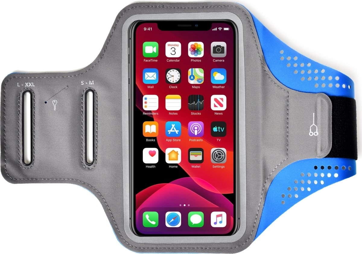 Mobigear Telefoonhoesje geschikt voor Telefoonhouder Hardlopen Neopreen Sport Hoesje Sportarmband | Mobigear Easy Fit - Medium - Blauw