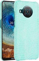 Mobigear Hoesje geschikt voor Nokia X10 Telefoonhoesje Hardcase | Mobigear Croco Backcover | X10 Case | Back Cover - Turquoise