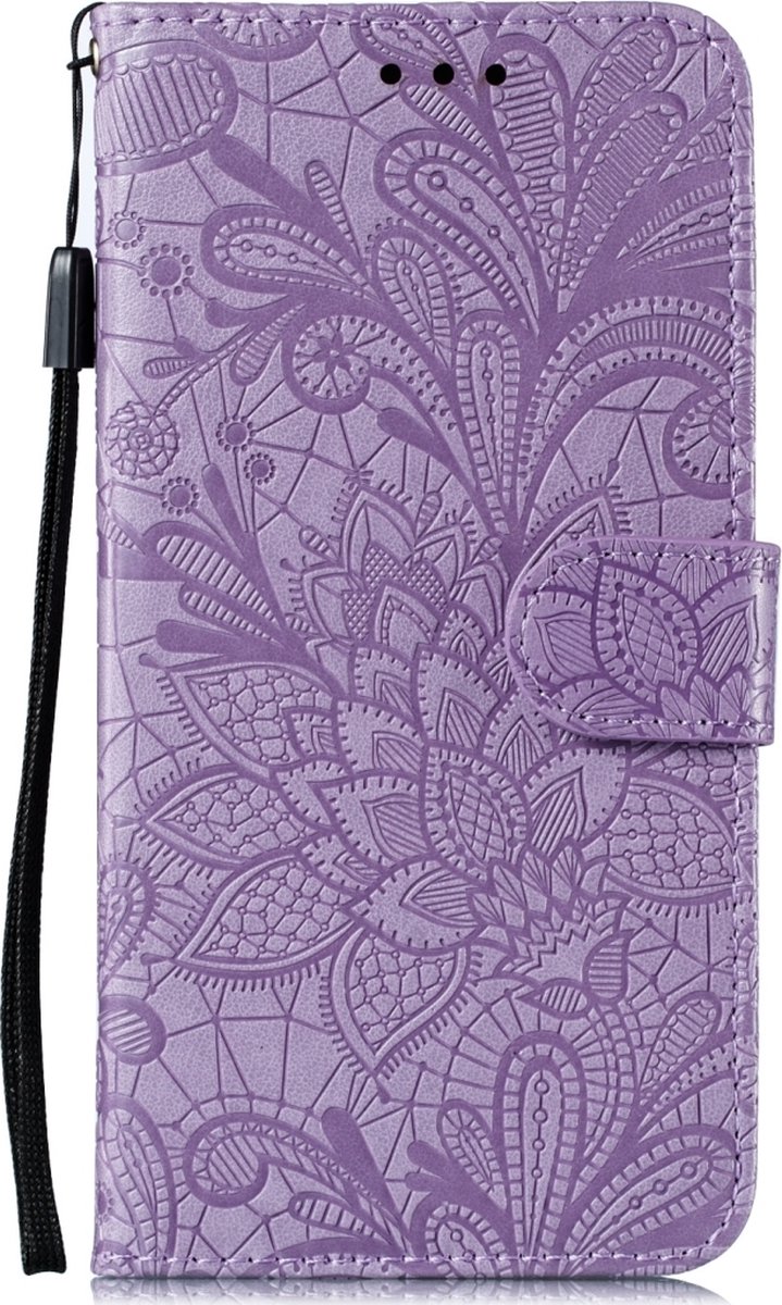 Mobigear Telefoonhoesje geschikt voor Huawei P40 Pro Hoesje | Mobigear Flowers Bookcase Portemonnee | Pasjeshouder voor 3 Pasjes | Telefoonhoesje voor Pinpas / OV Kaart / Rijbewijs - Paars