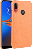 Mobigear Hoesje geschikt voor Motorola Moto E6 Plus Telefoonhoesje | Mobigear Croco Backcover | Moto E6 Plus Case | Back Cover - Oranje