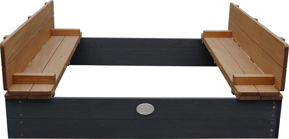 AXI Ella XL Houten Zandbak in Antraciet/Bruin- Met Zitbankjes en Deksel - FSC hout - 120x120x20cm - Zandbak voor kinderen — afbeelding 8