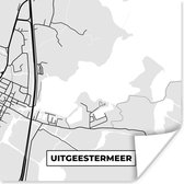 Poster Kaart - Uitgeestermeer - Meer - Stadskaart - Plattegrond - Nederland - 100x100 cm XXL