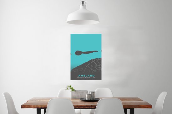 Poster Carte - Ile - Ameland - Plan de la ville - Plan d'étage - 60x90 cm