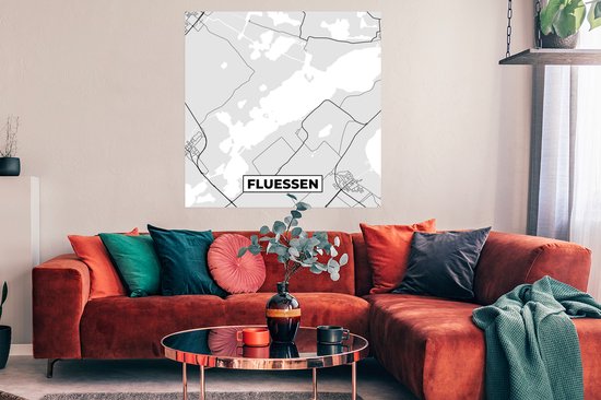Poster Carte - Frise - Fluessen - Carte - Plan de la ville - 100x100 cm XXL