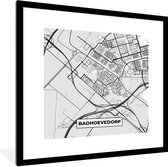 Fotolijst incl. Poster Zwart Wit- Badhoevedorp - Stadskaart - Plattegrond - Kaart - Nederland - Zwart Wit - 40x40 cm - Posterlijst