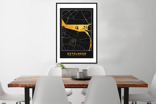 Cadre photo avec affiche - Carte - Plan d'étage - Plan de la ville - Ketelmeer - Or - 60x90 cm - Cadre pour affiche