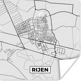Affiche Rijen - Carte - Carte - Plan de la ville - Wit - Nederland - 50x50 cm