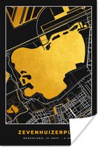 Poster Gold - Kaart - Plattegrond - Stadskaart - Zevenhuizerplas - 20x30 cm
