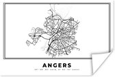 Poster Frankrijk – Stadskaart - Zwart Wit – Angers – Plattegrond – Kaart - 90x60 cm