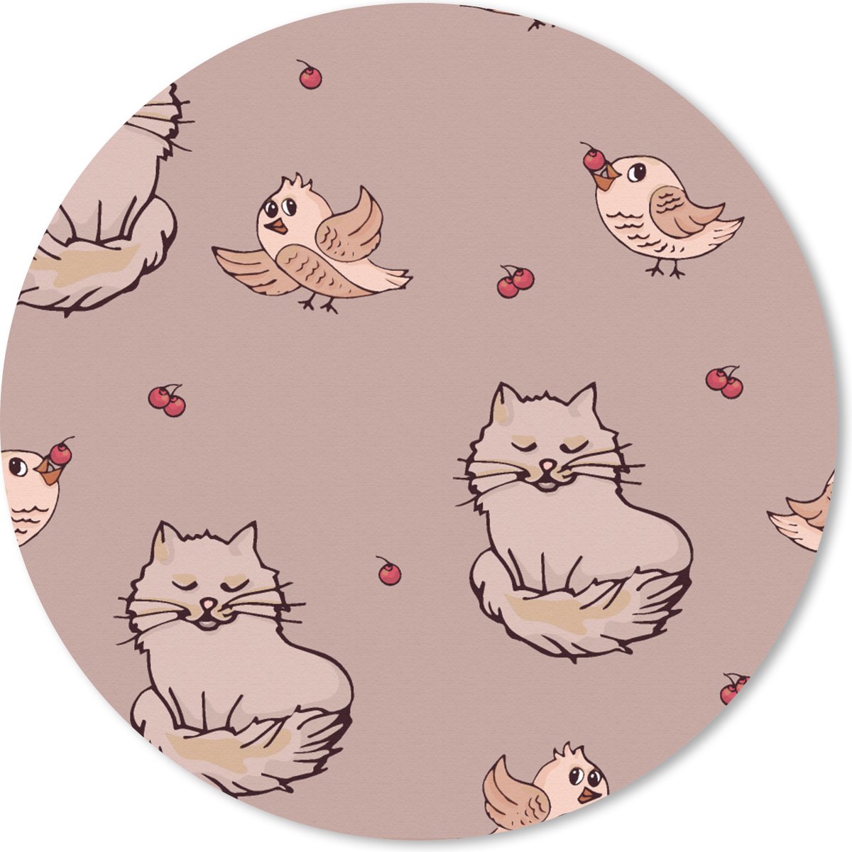 Muismat rond 40x40 cm - Mousepad Dieren - Kinderen - Patronen - Ronde muismatten