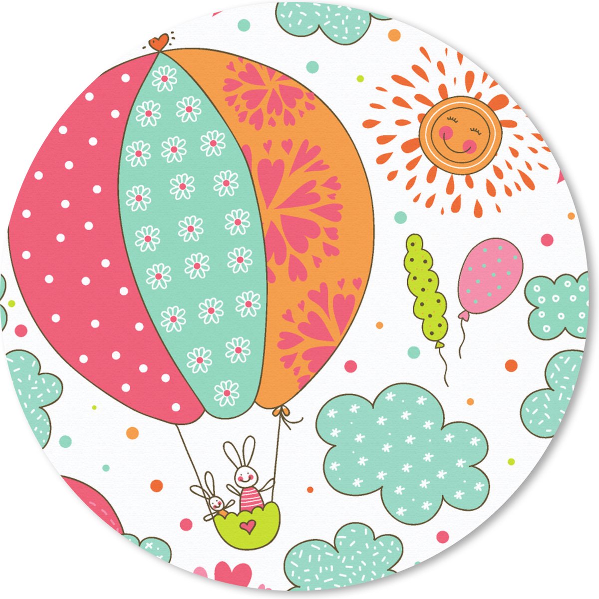 Muismat rond 20x20 cm - Mousepad Konijn - Patroon - Baby - Ronde muismatten