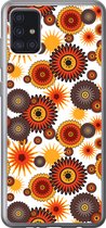 Geschikt voor Samsung Galaxy A52 5G hoesje - Design - Retro - Oranje - Bloemen - Siliconen Telefoonhoesje