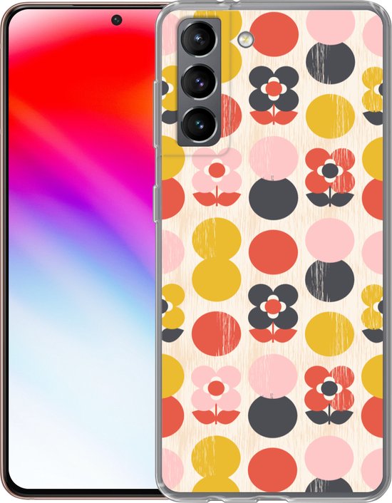 Coque Samsung Galaxy S21 - Rétro - Design - Fleurs - Pastel - Coque de téléphone en Siliconen -
