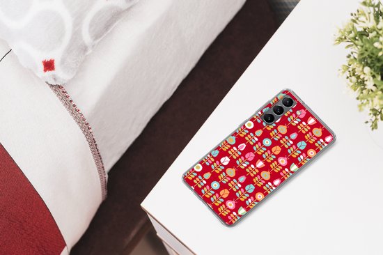 Coque Samsung Galaxy S21 Plus - Motifs - Fleurs - Rétro - Rouge - Étui de téléphone en Siliconen