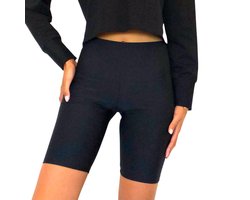 Zwarte fitness short - korte broek dames - fietsbroek - bikers short - legging - cycling short - L
