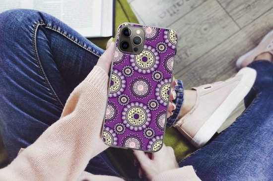Coque iPhone 13 Pro - Filles - Fleurs - Violet - Motifs - Fille - Kids - Enfants - Coque de téléphone en Siliconen