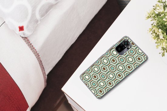 Coque Xiaomi Redmi Note 10 - Rétro - Honeycomb - Blauw - Marron - Coque de téléphone en Siliconen