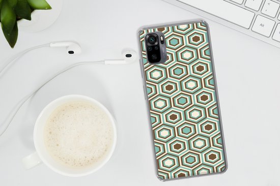Coque Xiaomi Redmi Note 10 - Rétro - Honeycomb - Blauw - Marron - Coque de téléphone en Siliconen
