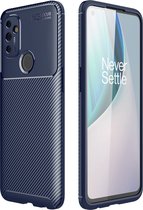 Mobigear Hoesje geschikt voor OnePlus Nord N100 Telefoonhoesje Flexibel TPU | Mobigear Racing Backcover | Nord N100 Case | Back Cover - Blauw